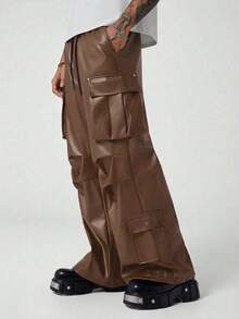 Manfinity EMRG Pantalones casuales de unicolor para hombre - Marrón - Ver 3