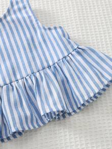 Cozy Pixies 女婴条纹无袖上衣和宽松休闲裤两件套 - 藍白色 - 查看 5