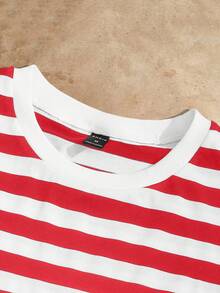 HIMLAND Men Striped Print Tee - Red and White - View 3