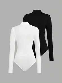 Sweetra 大码两件套连体衣，休闲长袖连体衣，百搭 - 彩色 - 查看 2