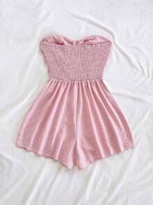 Soleia 女士春夏度假嘉年华邮轮风蓝色水彩印花扭结露背连体裤，宽松版型，适合派对、约会、情人节、叠穿 - 粉色 - 查看 2