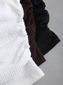 Sweetra Bộ 3 áo croptop quây ngực họa tiết jacquard thời trang, dáng ôm, đa năng cho tiệc tùng, công sở, màu trắng/nâu/đen. - Nhiều màu - Xem 4