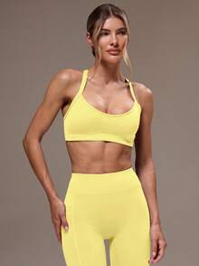 Musera Sport Bộ đồ thể thao tập gym và quần legging chéo lưng cho nữ - Màu vàng - Xem 5