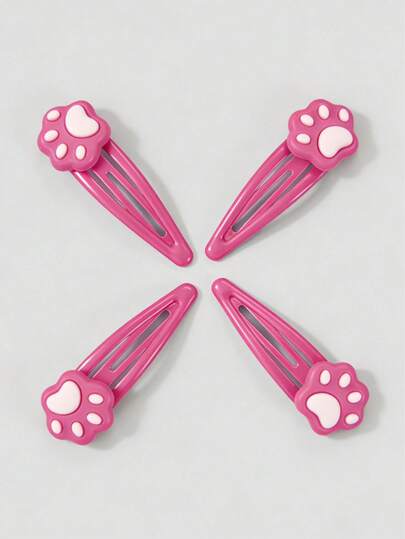 Anime 4 PCS Rose Red And White Cat Claw Hairpins, Cute Claw BB Hairpins, Daily Versatile Cartoon Hair Accessories.
