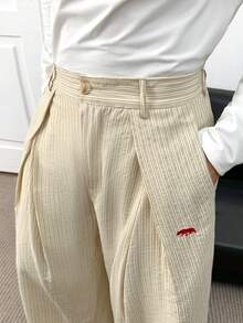 ESTAVOR 男士休闲条纹口袋裤 - 淡黃色 - 查看 5