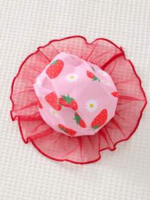 Cozy Pixies 2pcs/Set Newborn Baby Boy/Girl Strawberry Print Vacation Romper Swimsuit With Cute Sun Hat Set