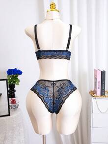 Seduluxe 2pcs/Set Plus Size Elegant Fantasy Lingerie Set - Black - View 2