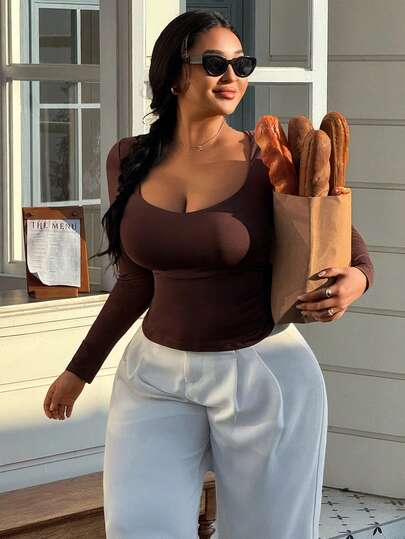 Easura 大码女式休闲简约时尚上衣