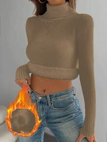 Franclia Fashionable All-Match High Neck Thick Seamless Fitted Long Sleeve Knit Sweater, Versatile For Autumn/Winter