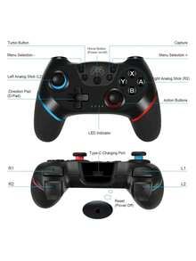 Teckwe Wireless Game Controller, Supports Wireless And Wired Connections, Suitable For Switch, PC, And Steam Games. Wireless Game Controller, PC Game Controller, Multi-Platform Gaming, Console Gaming, Lightweight Design, Compact Controller, Durable Construction, High-Performance Controller, Turbo Function, MPEG-Disabled, PC Gamer, Competitive Gaming.(550 MAh Battery)