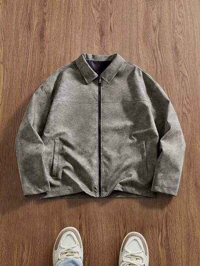 EASEVO Plus Size Herr Casual Vintage Sliten Jacka