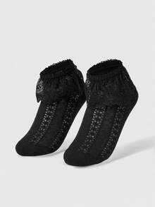 ROMWE Women's Mid-Calf Socks - Black H - View 1