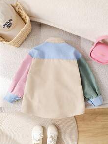 SHEIN Áo khoác thường ngày dệt kim phối màu tương phản cho bé gái (2 chiếc bán riêng), thích hợp cho đi chơi, mua sắm, mùa xuân/thu, đi học và các dịp khác. - Màu be - Xem 3