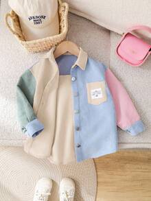 SHEIN Áo khoác thường ngày dệt kim phối màu tương phản cho bé gái (2 chiếc bán riêng), thích hợp cho đi chơi, mua sắm, mùa xuân/thu, đi học và các dịp khác. - Màu be - Xem 6