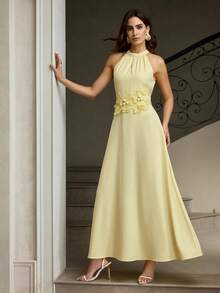 ZEYLAH 浪漫3D立体花卉长裙 - 黃色 - 查看 7