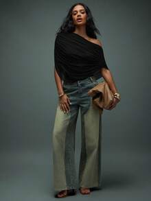 Hauture Fall Boho Sexy Casual Asymmetrical One Shoulder Ruched Drape Top - Black - View 3