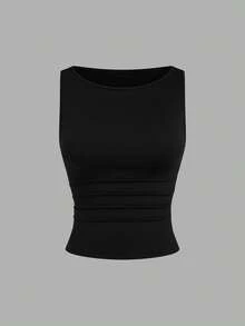 Sweetra Bộ 2 món áo tank top crop không tay tối giản thời trang cỡ lớn. - Nhiều màu - Xem 18