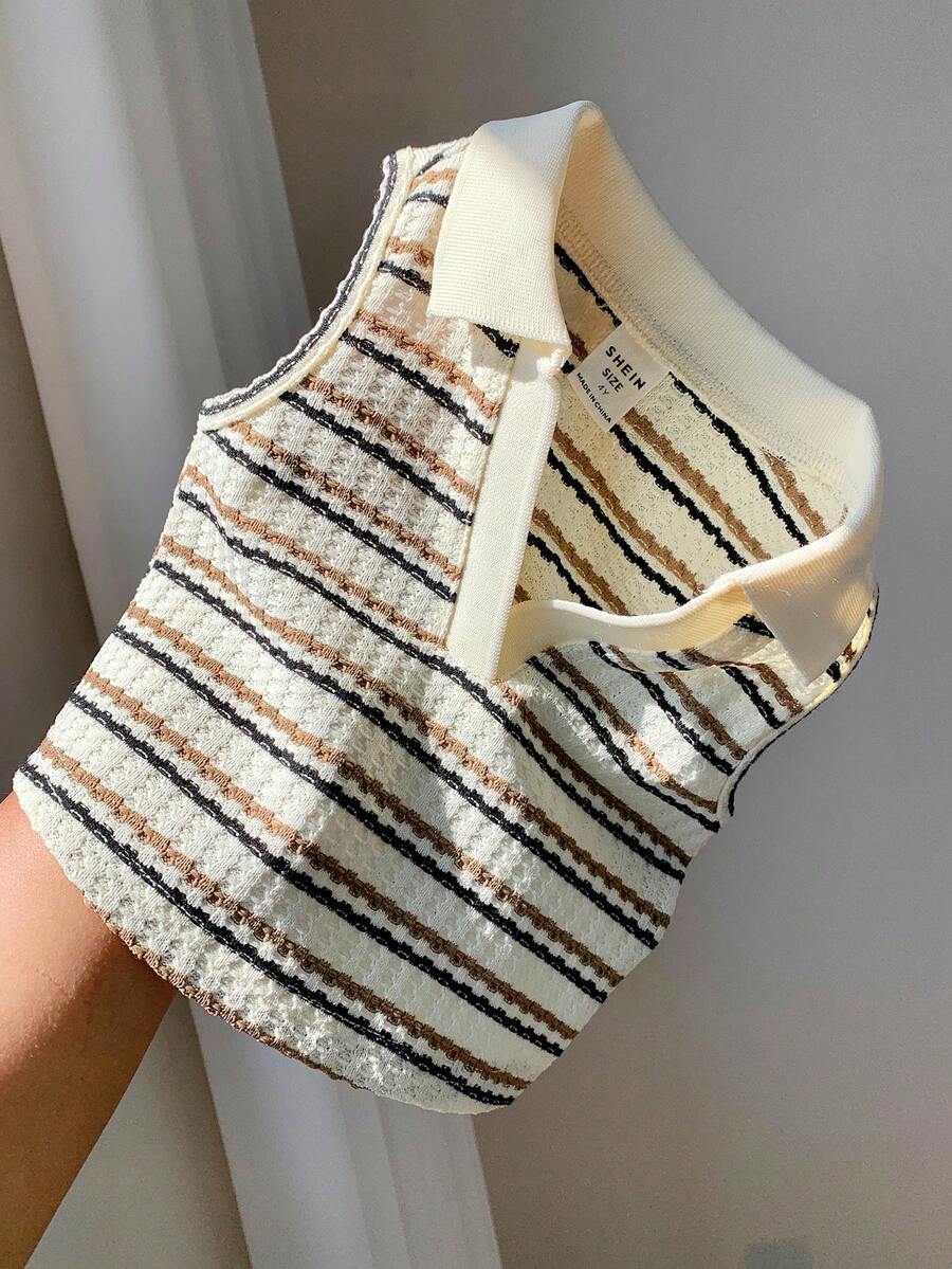 LMoss Kids LMoss   Young Girl Knitted Striped Casual Top,Tank Top,Summer Outfits,Baby Girls Clothes,Summer Tops Striped Polo Shirt Striped Tops