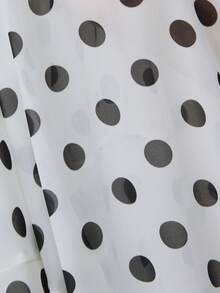 Revavyn 优雅波点雪纺深V领无袖连衣裙，适合工作和日常穿着。 - 黑與白 - 查看 7
