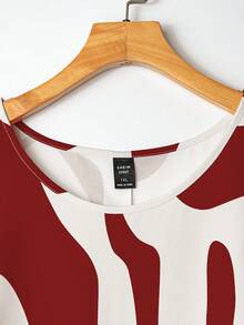 SHEIN Tall Elegant Commuting & Vacation Floral Fabric Round Neck Sleeveless Top And Elastic Waist Long Pants 2 Pieces Set, Orange, Plus Size Tall - Red - View 5