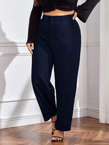SHEIN Frenchy Pantalones de traje de unicolor talla grande para otoño/invierno - azul real - Ver 8