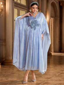 Al Najma Robe ample de style arabe avec appliqués de sequins col V pour femmes