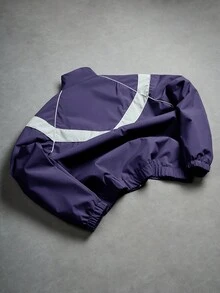 PAVTROS Áo khoác nam cổ đứng phối màu tương phản có khóa kéo - Màu tím - Xem 4