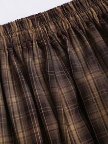 Sweetra Women's Spring/Summer New Design Sense High Street Elegant Plaid Retro Sexy Slim Fit Elegant Versatile Comfortable Casual Brown Pants - Brown - View 5