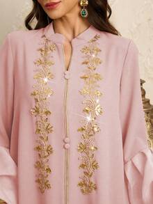 Al Najma Đầm nữ sang trọng, thanh lịch, tay phồng xếp ly, thiết kế riêng. - Hồng - Xem 7