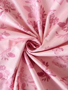 Firerie 大码女式优雅浪漫扎染印花长袖不对称下摆T恤 - 粉色 - 查看 8