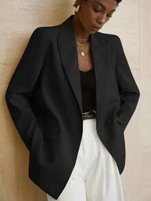 Aveloria Modichic 女士商务风纯色双排扣西装外套，适合通勤和秋季穿着