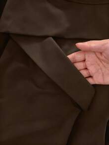 Linhara Kurtka damska w jednolitym kolorze, ściągana sznurkiem w pasie, swobodna, z długim rękawem i kapturem, gruba - Brązowy - Zobacz 3