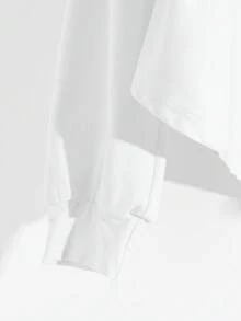 Franclia 女士纯色长袖不对称下摆开衫和喇叭裤优雅两件套 - 白色 - 查看 4