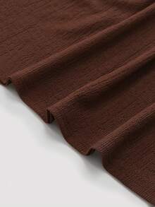 Modelyn Plus Size Women Casual Knit Textured Ruffle Hem Loose Fit Versatile Skirt, Autumn/Winter - Coffee Brown - View 4