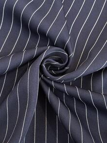 Auralis Navy Blue & White Striped Asymmetric Ruffle Detail Blouse, Plus Size Shirt For Commute, Office, Performance, Date, Sexy, Elegant Romantic, Office Lady, Mermaid Style, Birthday Party Arabian - Blue and White - View 8