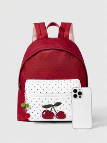 ROMWE Kawaii Ba lô in hình dơi phong cách Gothic cổ điển, túi xách công sở dung tích lớn, thích hợp cho lễ Halloween. - Đỏ - Xem 3