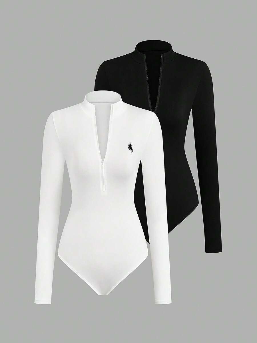 Sweetra 大码两件套连体衣，休闲长袖连体衣，百搭 - 彩色 - 查看 1