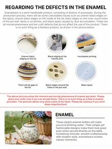 Cirelle 1升珐琅茶壶，法式花卉图案，金色把手——多功能茶壶，可用于泡茶或咖啡，是任何厨房的理想礼物 - 彩色 - 查看 4