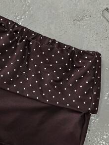 INAWLY Women's Polka Dot Halter Tie Top And Shorts Sexy Vacation Outfit - Coffee Brown - View 6