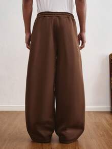 TOKVUE Y2K 男士休闲撞色字母印花抽绳腰运动裤，男士印花运动裤，男友礼物，圣诞礼物，高品质男士慢跑裤，街头风长裤，适合锐舞派对 - 咖啡棕 - 查看 2