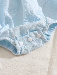 SHEIN Baby Girl Colorblock Peter Pan Collar Puff Sleeve Cute Bodysuit - Blue - View 8