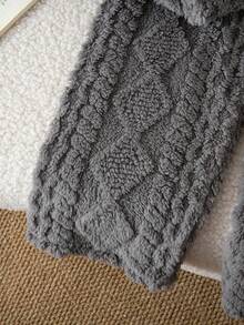 Girls Cute Bear Embroidered Jacquard Fleece Cozy Pajama Set - Grey - View 7