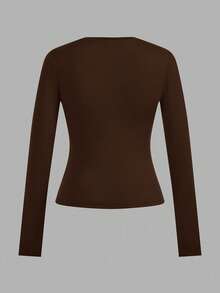 SHEIN EZwear 4件套女士休闲紧身圆领长袖T恤套装 - 彩色 - 查看 11