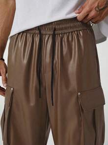 Manfinity EMRG Pantalones casuales de unicolor para hombre - Marrón - Ver 6