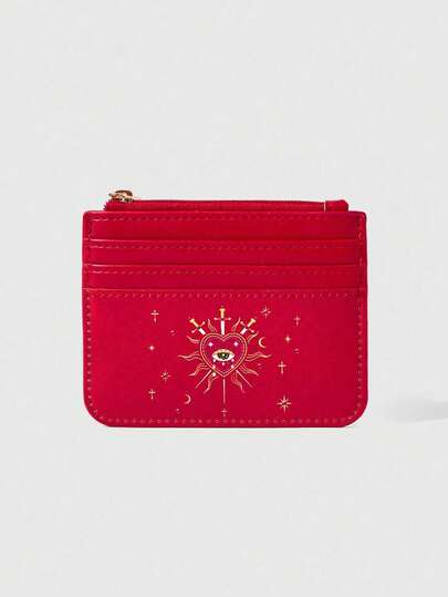 Fairycore Portacarte e portamonete con stampa di sole, luna e stelle