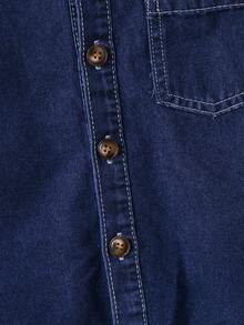 SHEIN 男童单排扣口袋衬衫和短裤休闲牛仔套装