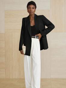 Aveloria Modichic 女士商务风纯色双排扣西装外套，适合通勤和秋季穿着