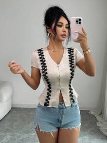 Elenzga Ladies Weave Elegant Commuting Summer Shirts