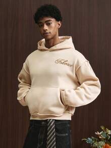 TOKVUE Áo nỉ chui đầu nam phong cách đường phố phổ biến, chất lượng cao, thêu logo INS, phối màu tương phản, kiểu dáng thường ngày, thoải mái, phù hợp với trang phục đường phố. - Màu be - Xem 5