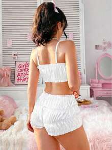 PetitDoll 女士两件套可调节肩带文胸和内裤套装 - 白色 - 查看 2